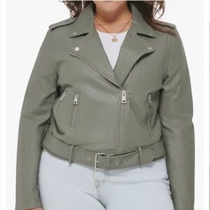 Levi's Faux Leather Moto Sage Green Jacket Women's Size 4X NWT